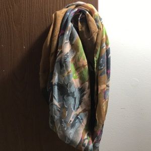 Tan floral infinity scarf